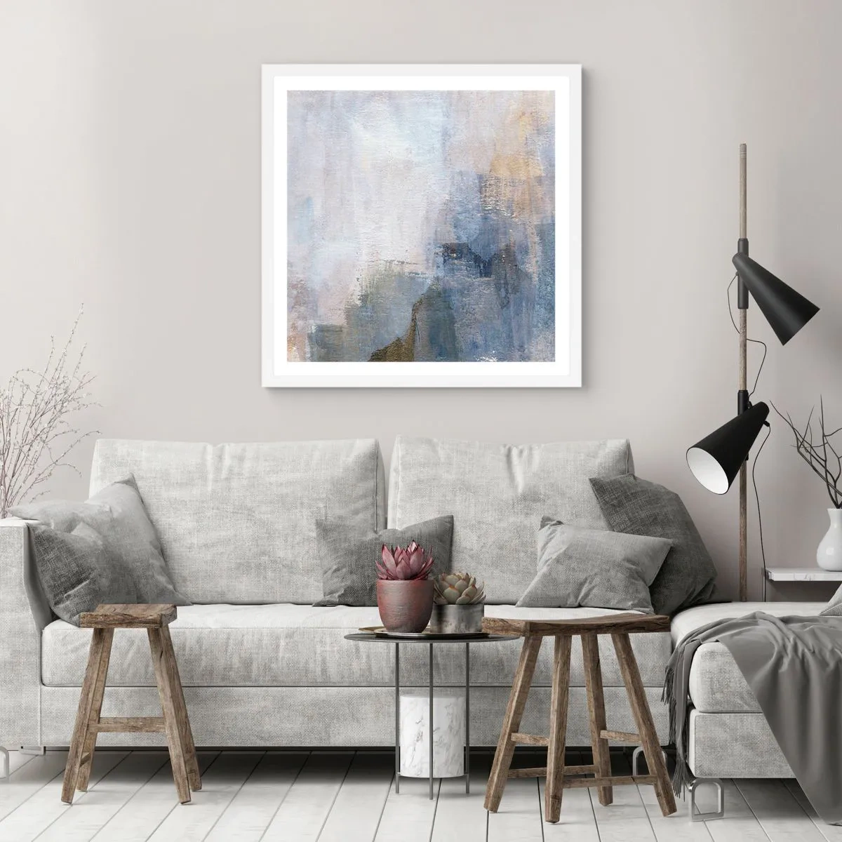 Plagát v bielom ráme - Tóny a akordy farieb - 60x60 cm