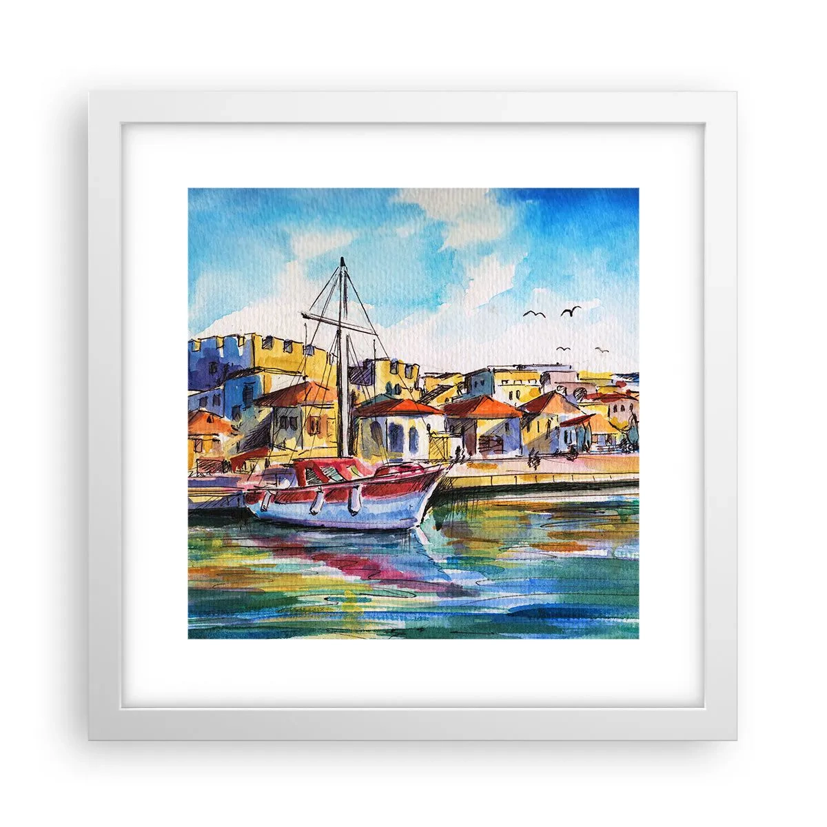 Plagát v bielom ráme - Dúhové popoludnie - 30x30 cm