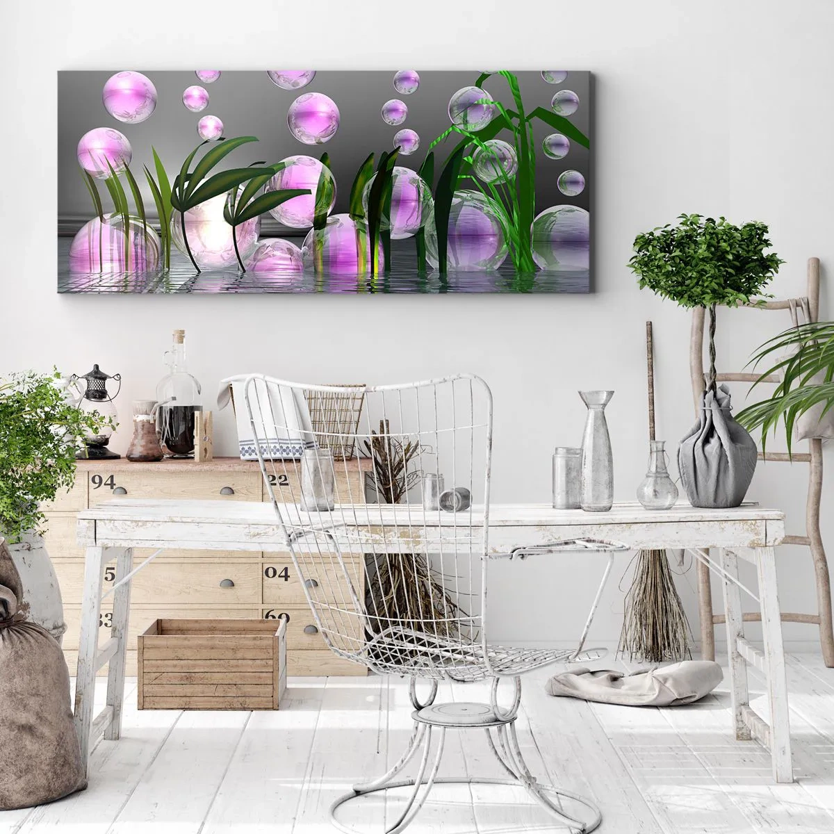 Obraz na plátne - Reflexná kompozícia ľahkosti a života - 100x40 cm