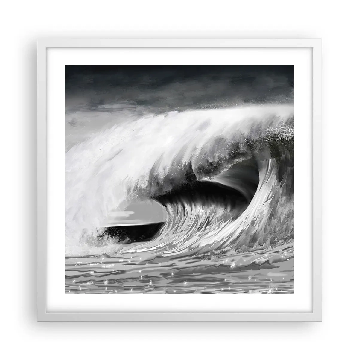 Plagát v bielom ráme - Hnev oceánu - 50x50 cm