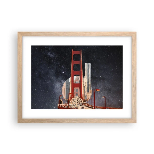 Plagát v ráme zo svetlého duba - Vždy v centre - 40x30 cm