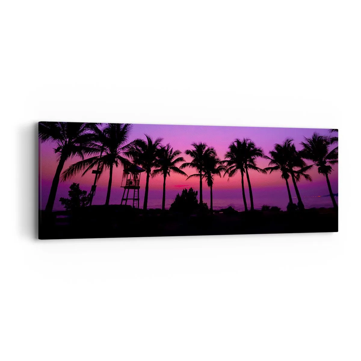 Obraz na plátne - Večer pod palmami - 90x30 cm