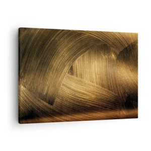 Obraz na plátne - Zlaté abstraktné ťahy štetcom - 70x50cm - V zlatom labyrinte - Moderná nástenná dekorácia do obývacej izby a spálne ARTTOR