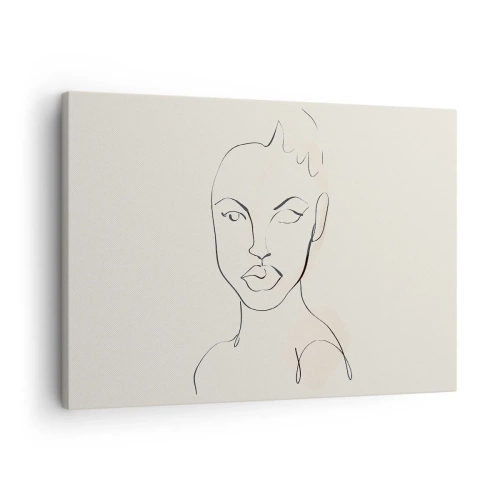 Obraz na plátne - Minimalistický náčrt ženskej tváre - 70x50cm - Obrys zmyselnosti - Moderná nástenná dekorácia do obývacej izby a spálne ARTTOR