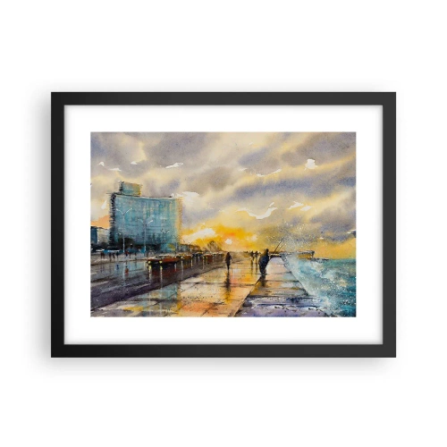 Plagát v čiernom ráme - Život na pobreží - 40x30 cm