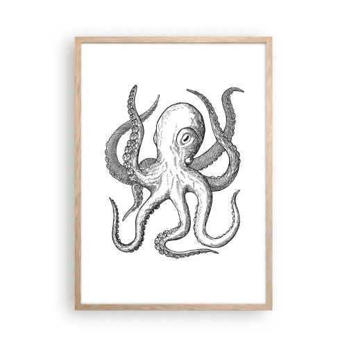 Plagát v ráme zo svetlého duba - Tancujúca s vlnami - 50x70 cm