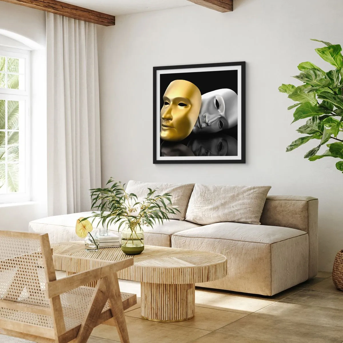 Plagát v čiernom ráme - Život je divadlo - 60x60 cm