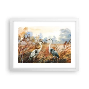 Plagát v bielom ráme - Kam na jeseň? - 40x30 cm