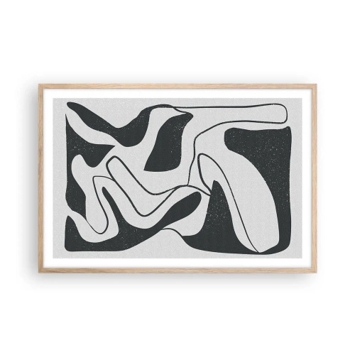 Plagát v ráme zo svetlého duba - Abstraktná hra v labyrinte - 91x61 cm