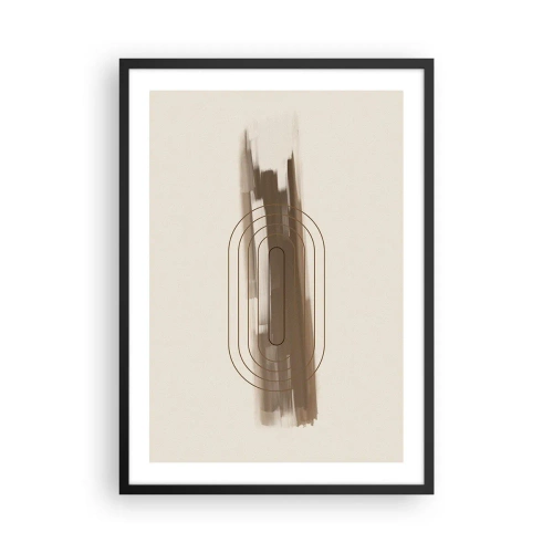 Plagát v čiernom ráme - Geometrický tvar v odtieňoch hnedej a béžovej - 50x70cm - Závan šedej - Moderná nástenná dekorácia do obývacej izby a spálne ARTTOR