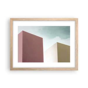 Plagát v ráme zo svetlého duba - Geometria slnečného leta - 40x30 cm