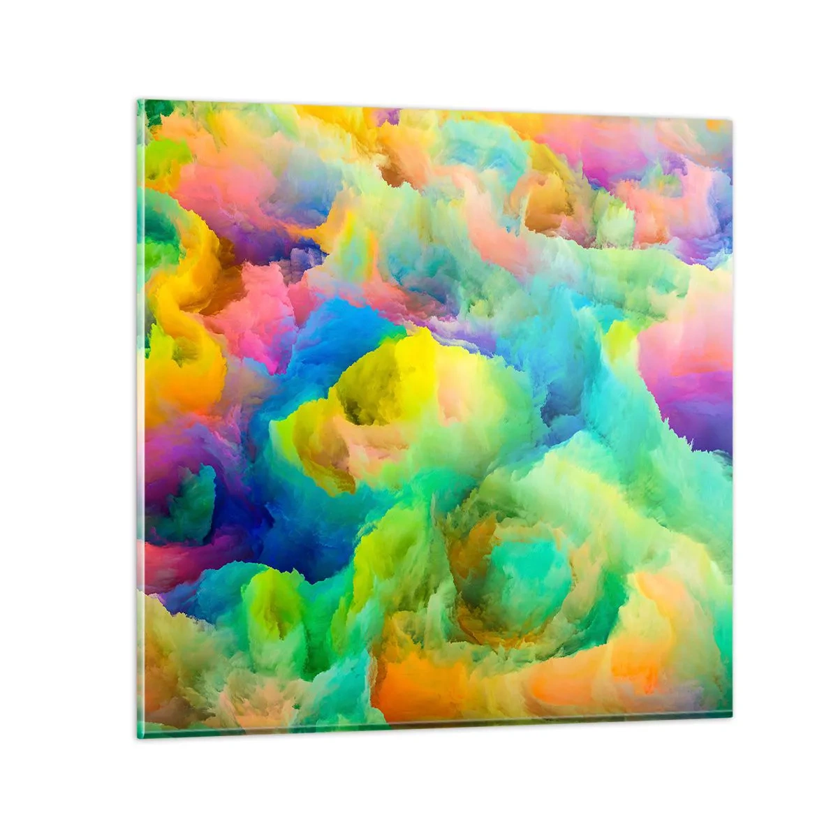 Obraz na skle - Dúhové páperie - 70x70 cm