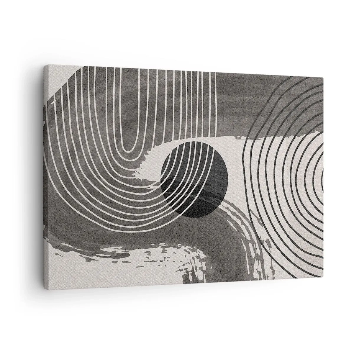 Obraz na plátne - Geometrické čiary a ovály v monochromatických odtieňoch - 70x50cm - Ovál víťazí - Moderná nástenná dekorácia do obývacej izby a spálne ARTTOR