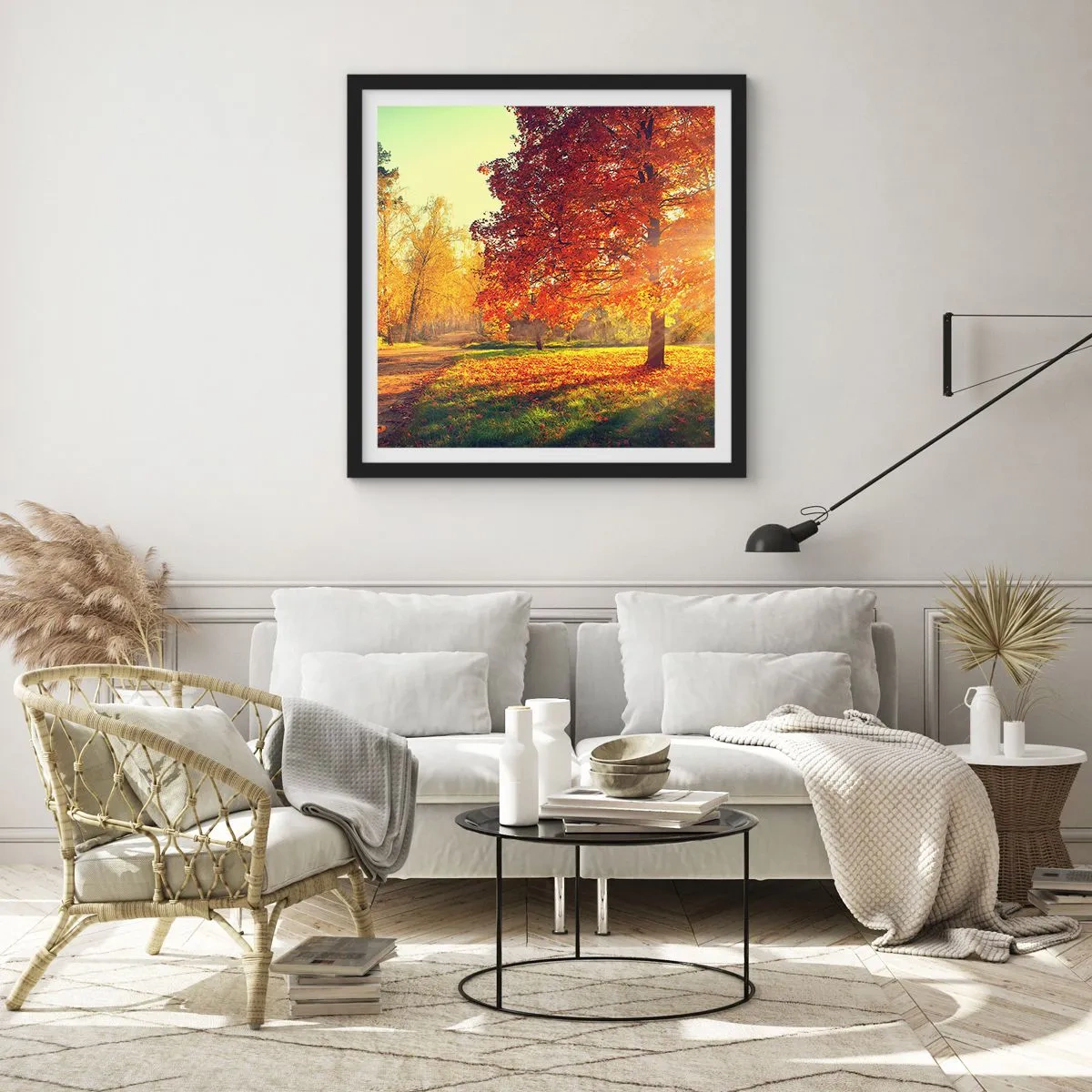 Plagát v čiernom ráme - Červené je krásne - 50x50 cm