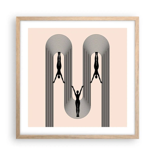 Plagát v ráme zo svetlého duba - Hore nohami - 50x50 cm