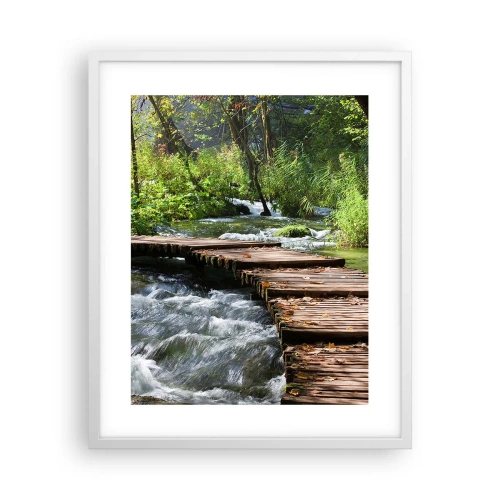 Plagát v bielom ráme - Pri spenenom vodopáde - 40x50 cm