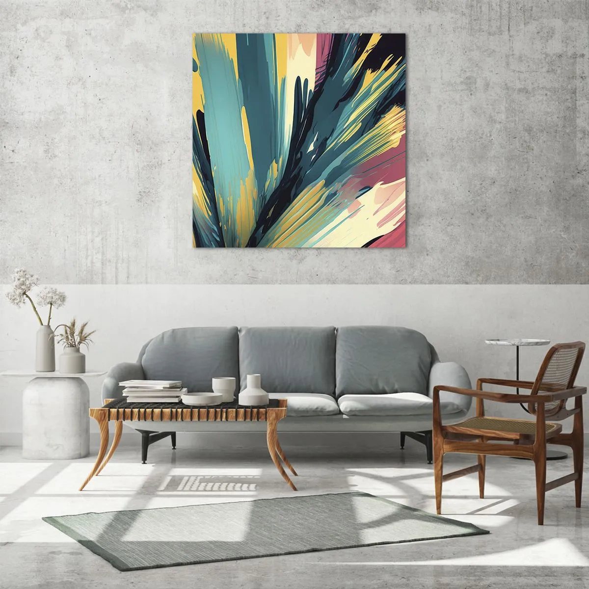 Obraz na skle - Kompozícia – explózia radosti - 70x70 cm