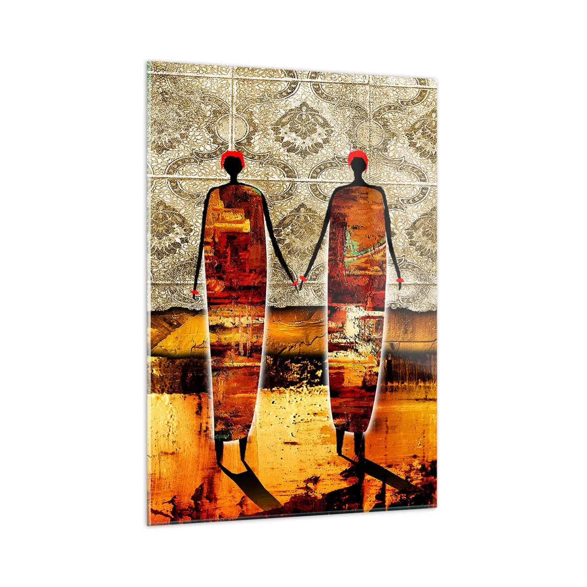 Obraz na skle - Etnická kompozícia vo farbách Afriky - 50x70 cm