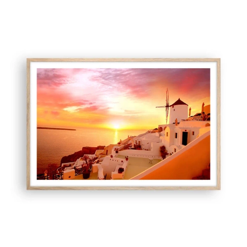 Plagát v ráme zo svetlého duba - Rozplynúť sa v bielej a zlatej - 91x61 cm