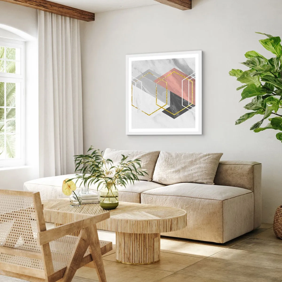 Plagát v bielom ráme - Reťazová kompozícia - 60x60 cm