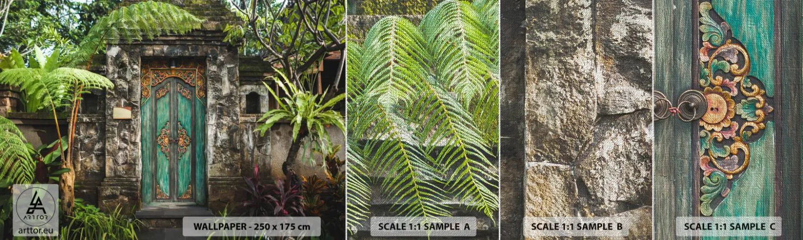 Vzorka fototapety Premium Canvas - Dvere do exotického sveta - Dvere S Ornamentom, Architektúra, Tajomstvo - 100x30 cm