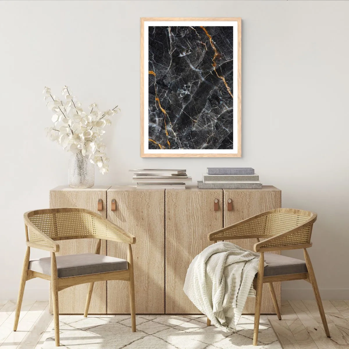 Plagát v ráme zo svetlého duba - Vnútorný život kameňa - 40x50 cm