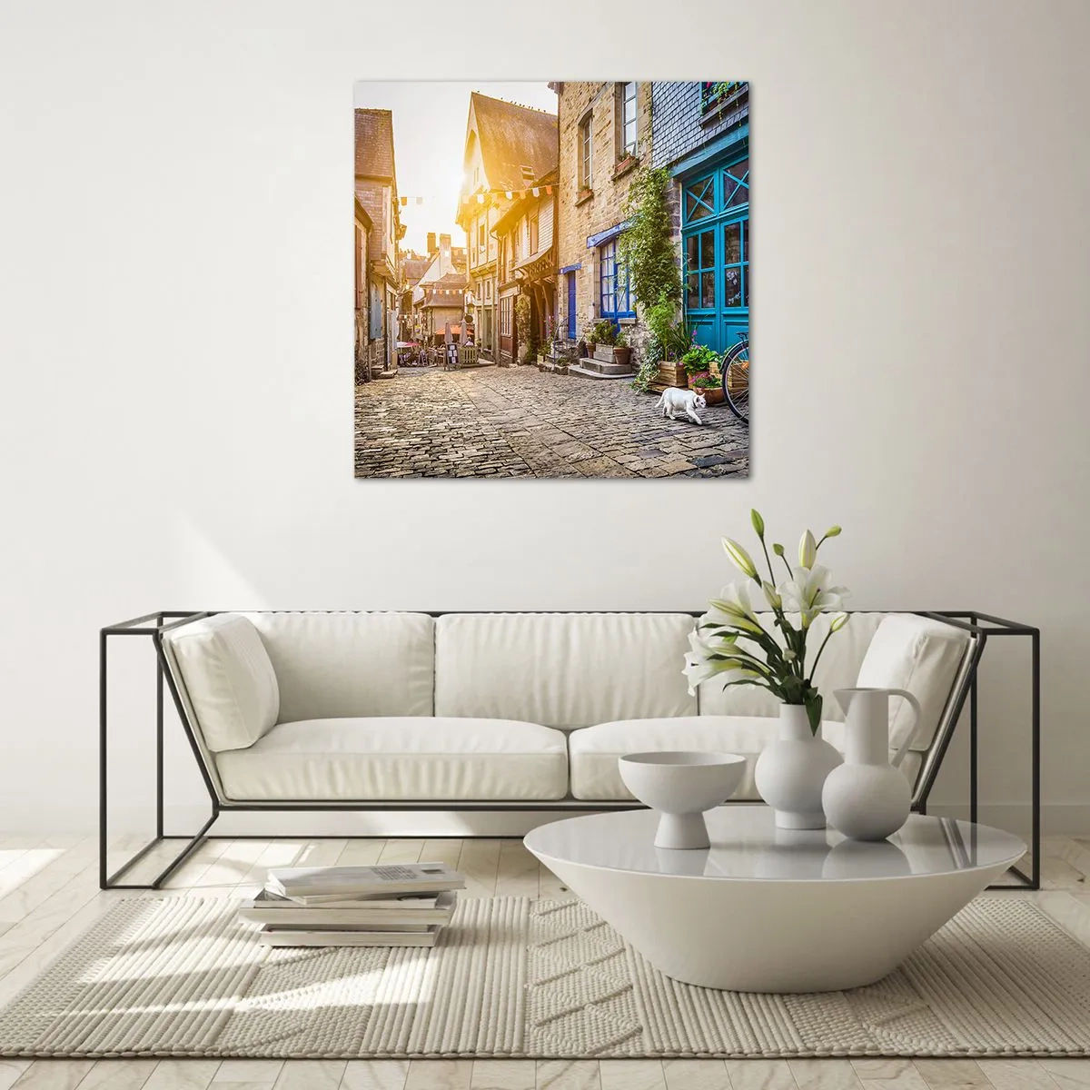 Obraz na skle - Biely duch mestečka - 70x70 cm