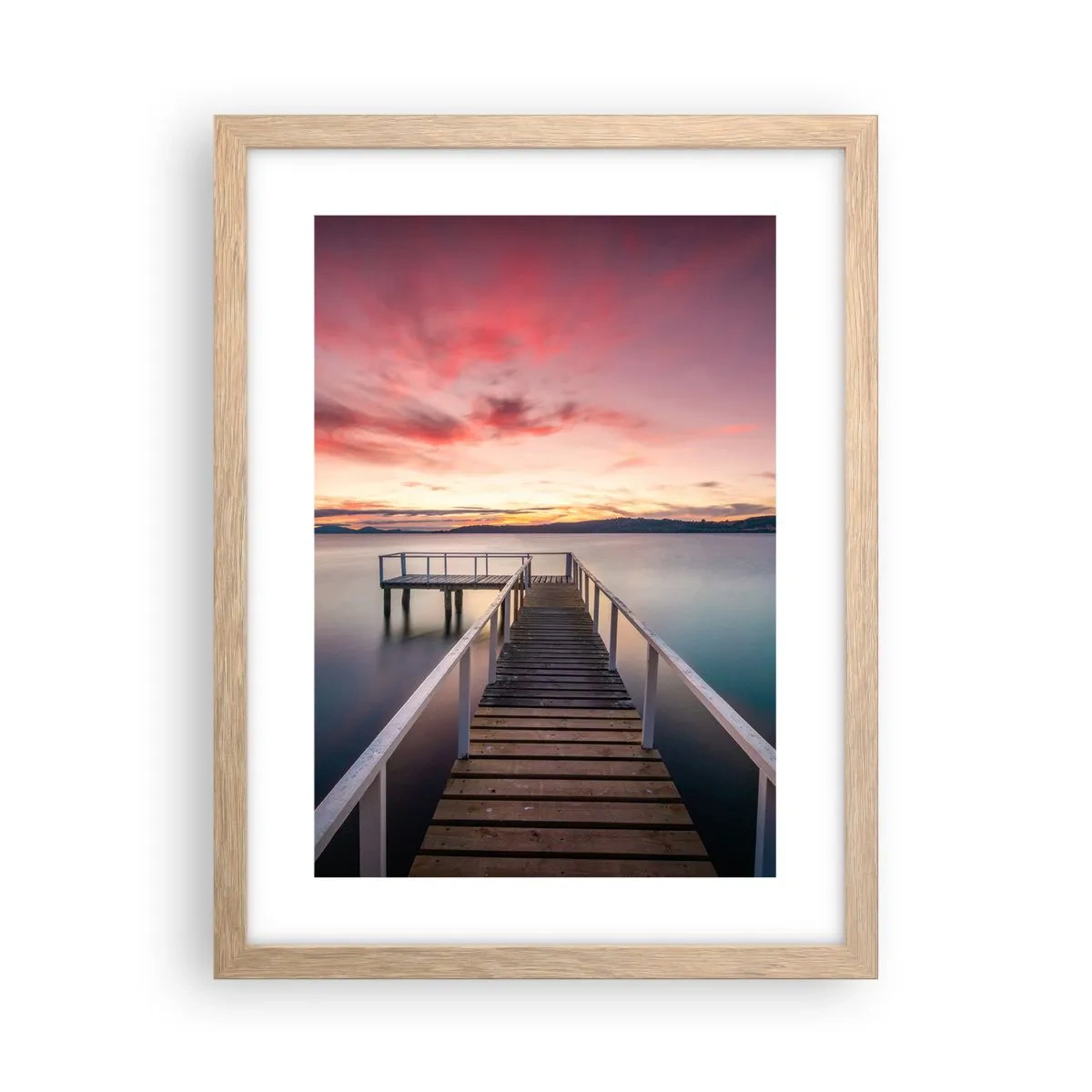 Plagát v ráme zo svetlého duba - Jemný plameň večera - 30x40 cm