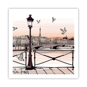 Plagát - Nad strechami Paríža - 60x60 cm