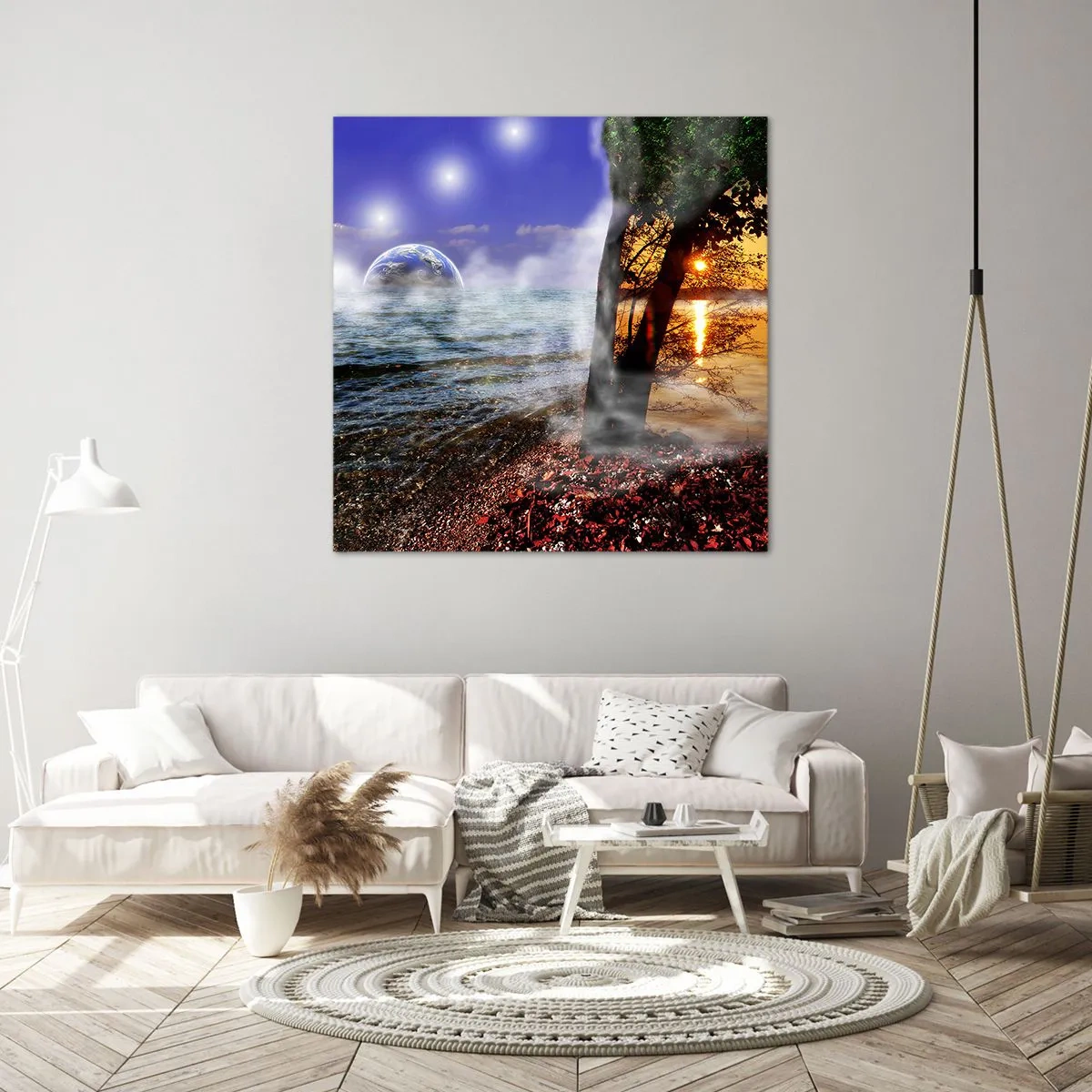 Obraz na plátne - Surrealistická krajina - jednota prírody - 40x40 cm