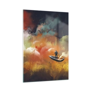 Obraz na skle - Loďou cez galaxiu - 50x70 cm