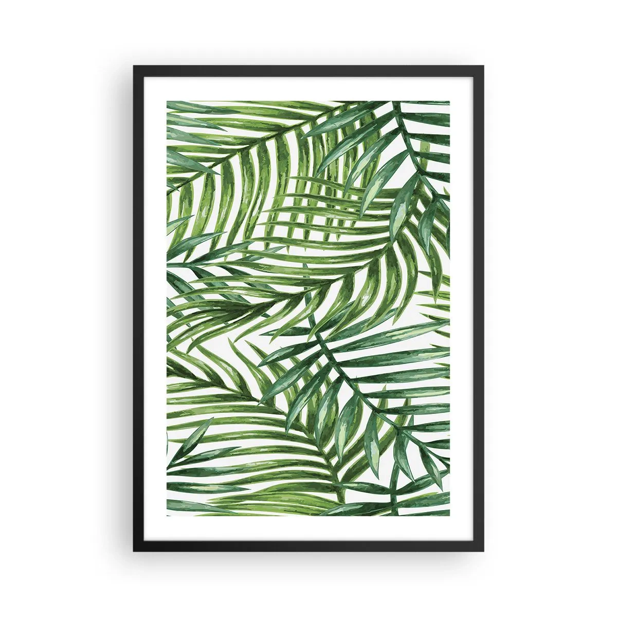 Plagát v čiernom ráme - Palmy v minimalistickom botanickom vzore - 50x70cm - Pod zeleným baldachýnom - Moderná nástenná dekorácia do obývacej izby a spálne ARTTOR