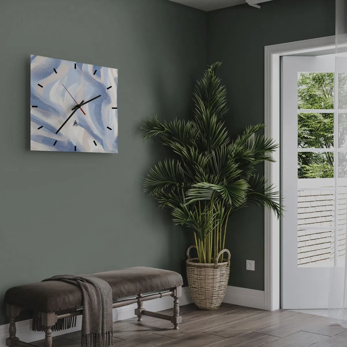 Nástenné hodiny - Modré kolísanie - 30x30 cm