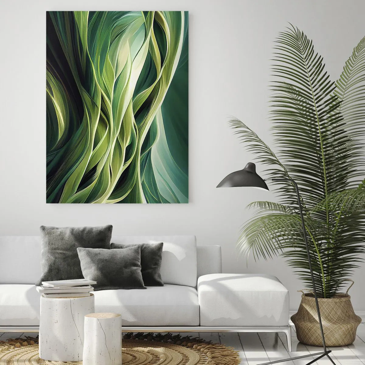 Obraz na skle - Abstraktná hra na zelenú - 50x70 cm