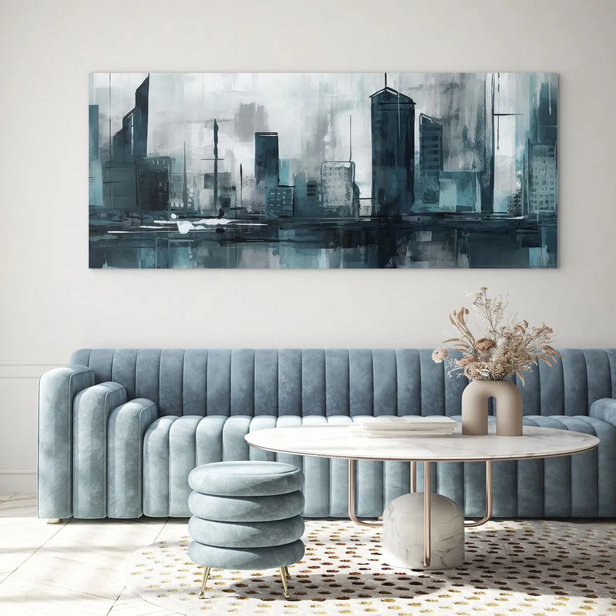 Obraz na skle - Mesto vo farbe dažďa - 140x50 cm