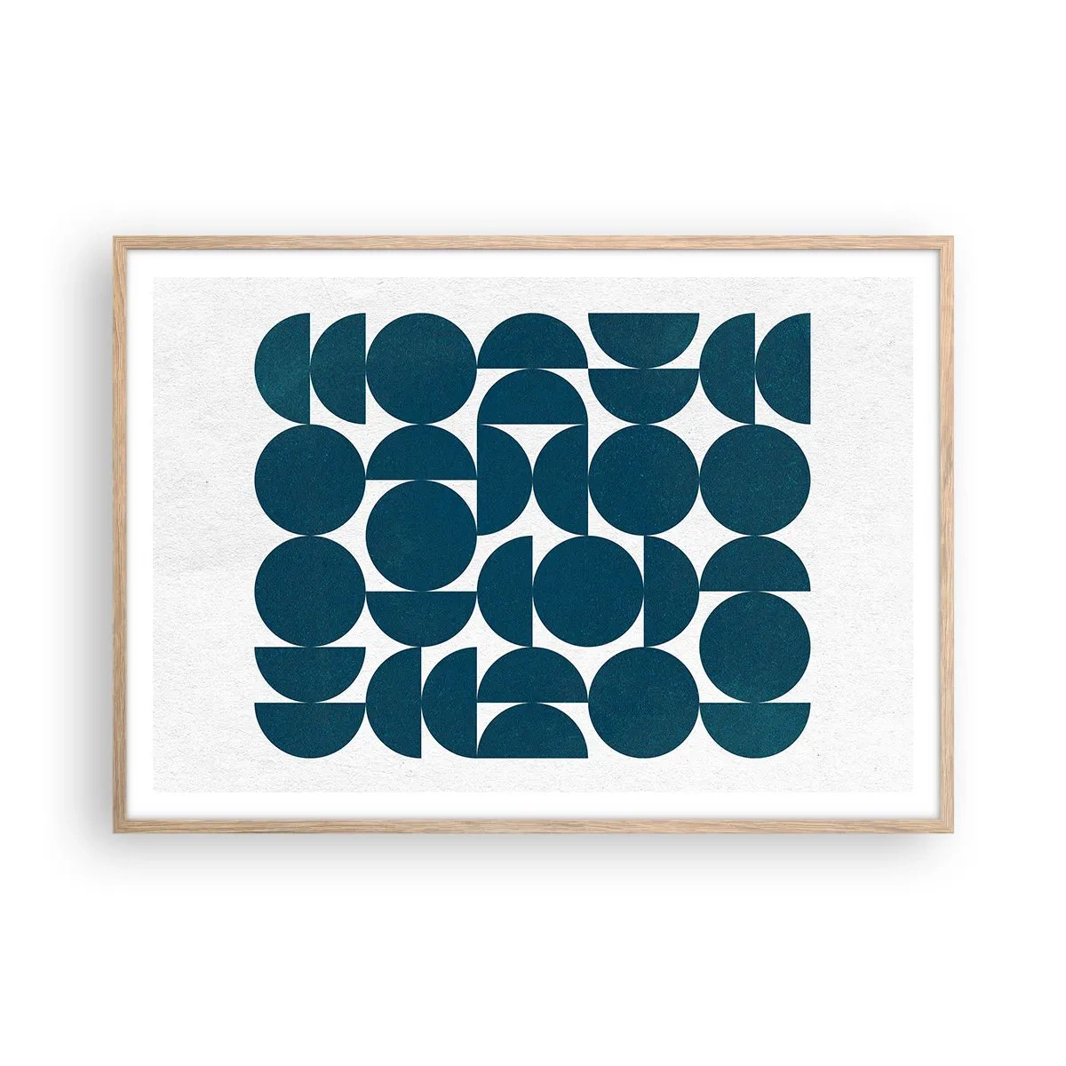 Plagát v ráme zo svetlého duba - Kruhy a polkruhy - 100x70 cm