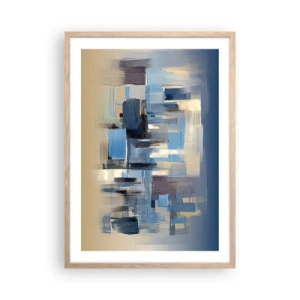 Plagát v ráme zo svetlého duba - Modrá konštrukcia - 50x70 cm