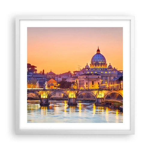 Plagát v bielom ráme - Súmrak nad Večným mestom - 50x50 cm