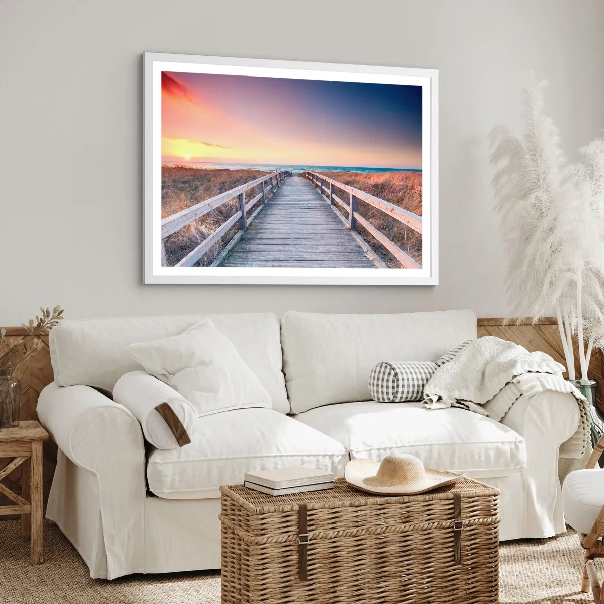 Plagát v bielom ráme - Baltská večerná polárna žiara - 91x61 cm