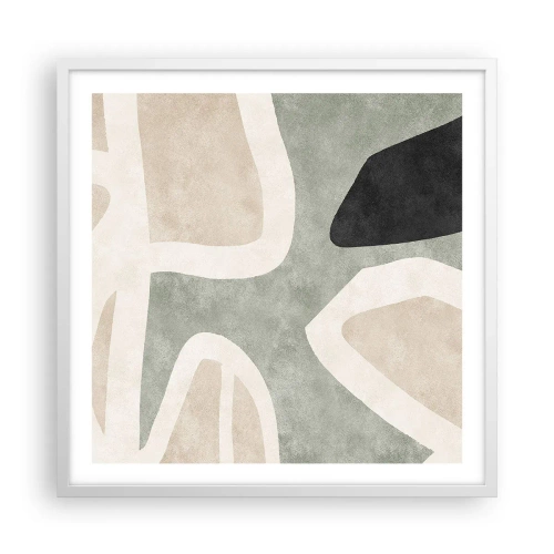 Plagát v bielom ráme - Kompozícia s čiernym motívom - 60x60 cm