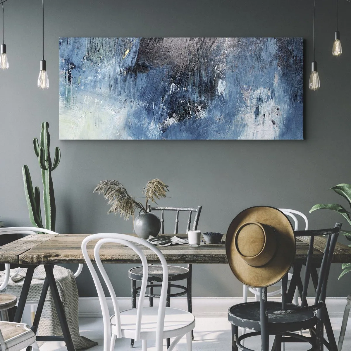 Obraz na plátne - Rapsódia v modrom - 100x40 cm