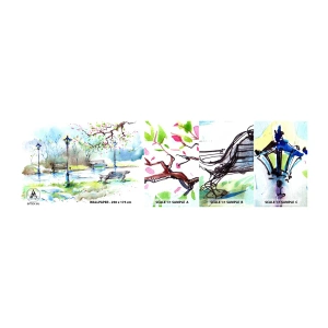 Vzorka samolepiacej fototapety Deluxe Sticker - Kúzlo parkového ticha - Krajina, Park, Park Alley - 100x30 cm