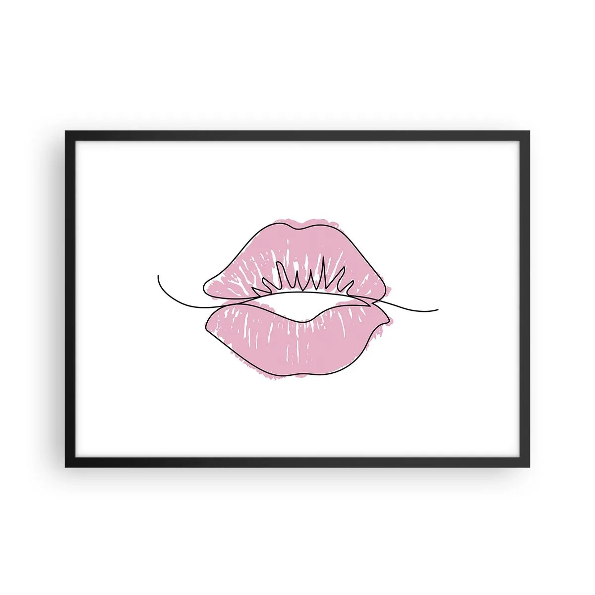 Plagát v čiernom ráme - Si pripravený na bozk? - 70x50 cm