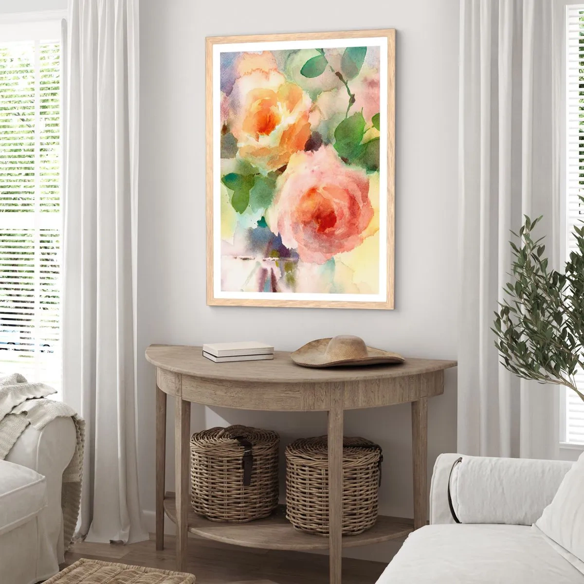 Plagát v ráme zo svetlého duba - Jemné ako akvarel - 70x100 cm