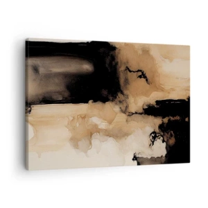 Obraz na plátne - Abstraktná kompozícia v odtieňoch hnedej a čiernej - 70x50cm - Pútavá abstrakcia - Moderná nástenná dekorácia do obývacej izby a spálne ARTTOR