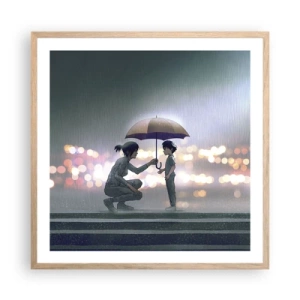 Plagát v ráme zo svetlého duba - A všetko je v poriadku - 60x60 cm