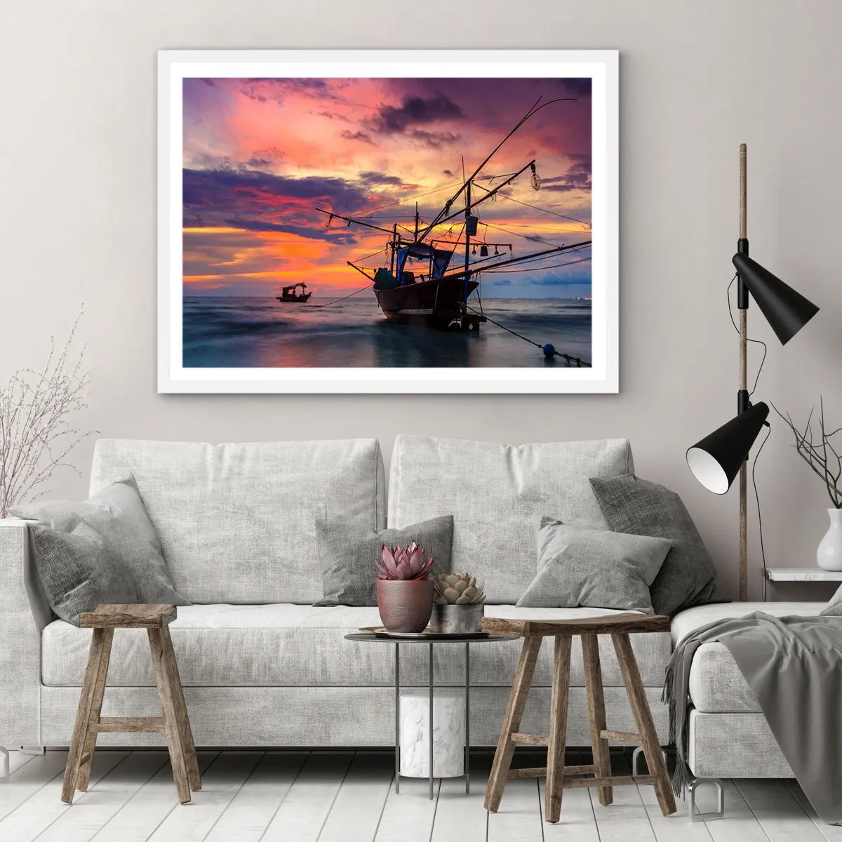 Plagát v bielom ráme - Exotický večer - 91x61 cm