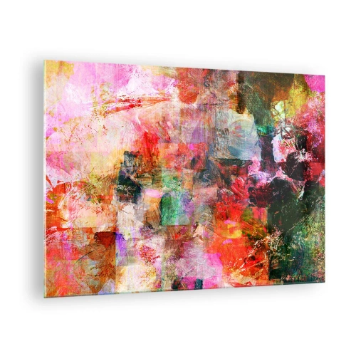 Obraz na skle - Farebná abstrakcia s intenzívnymi farbami - 70x50cm - Cesta ružovú - Moderná nástenná dekorácia do obývacej izby a spálne ARTTOR