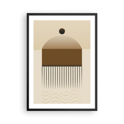 Plagát v čiernom ráme - Minimalistická abstrakcia v odtieňoch hnedej a béžovej - 50x70cm - Rôzne stavy - Moderná nástenná dekorácia do obývacej izby a spálne ARTTOR