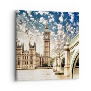 Obraz na plátne - Perové oblaky nad Temžou - 40x40 cm